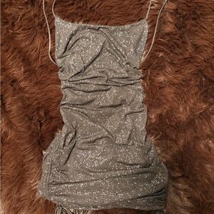 Sparkling Silver Ruched Dress